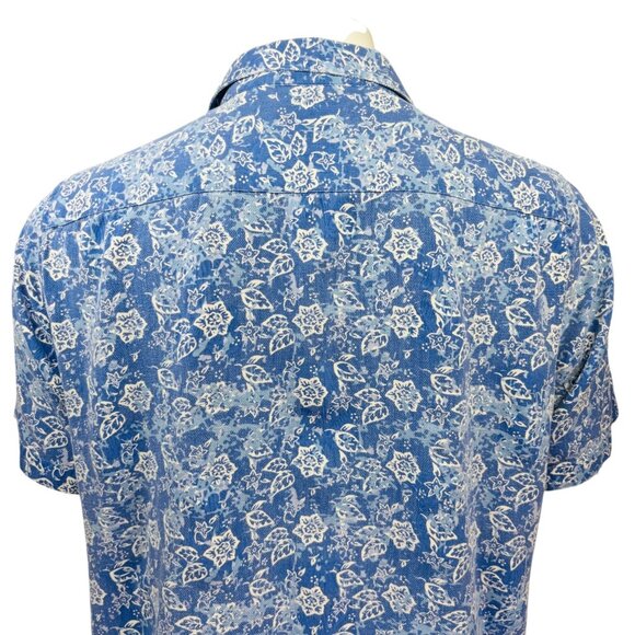 Nat Nast Mens Silk Hawaiian Shirt Blue Floral Short Sleeve Button Size XL - Picture 7 of 12